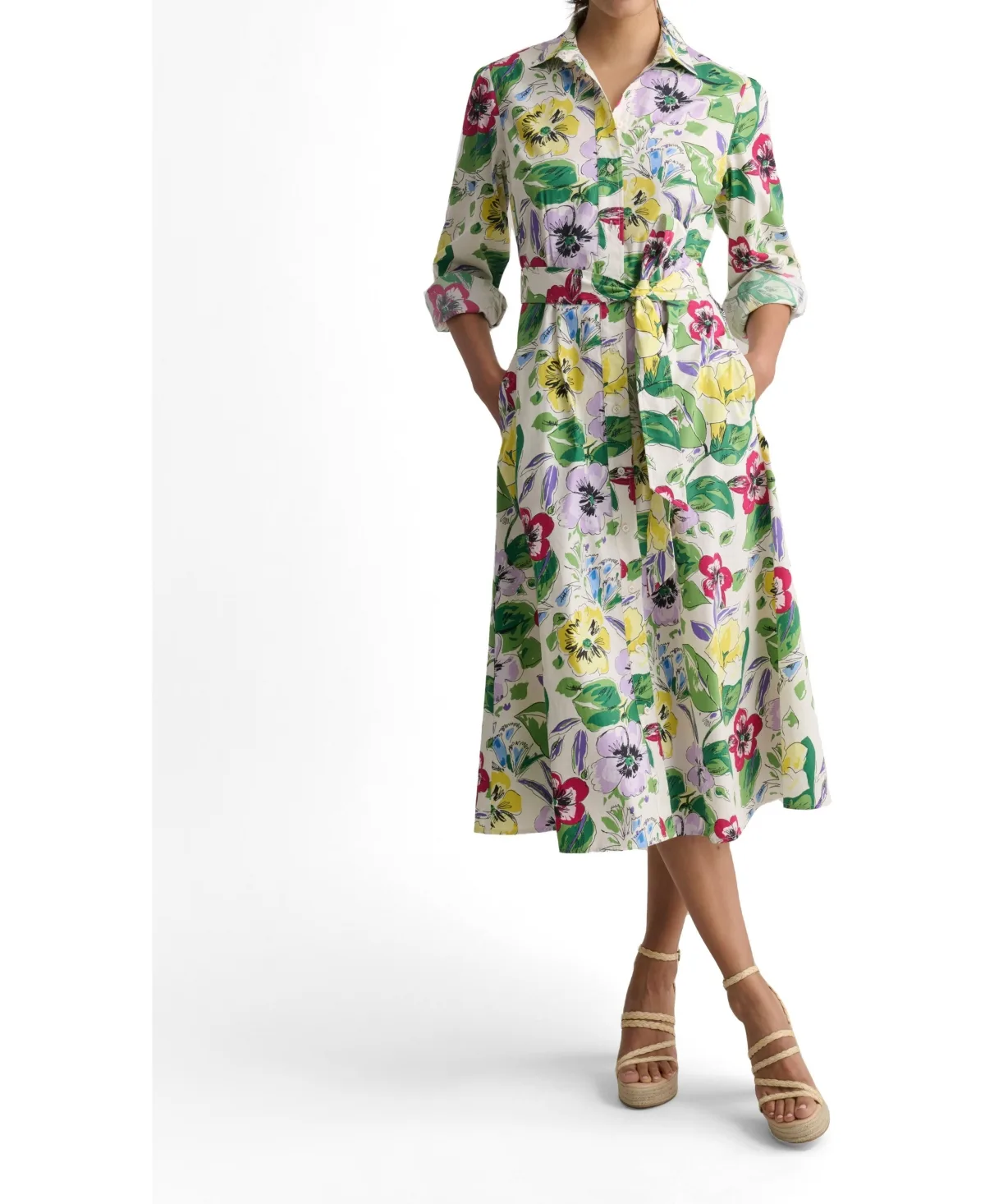 Stretch Cotton Floral Mariah Shirt Dress by Untuckit