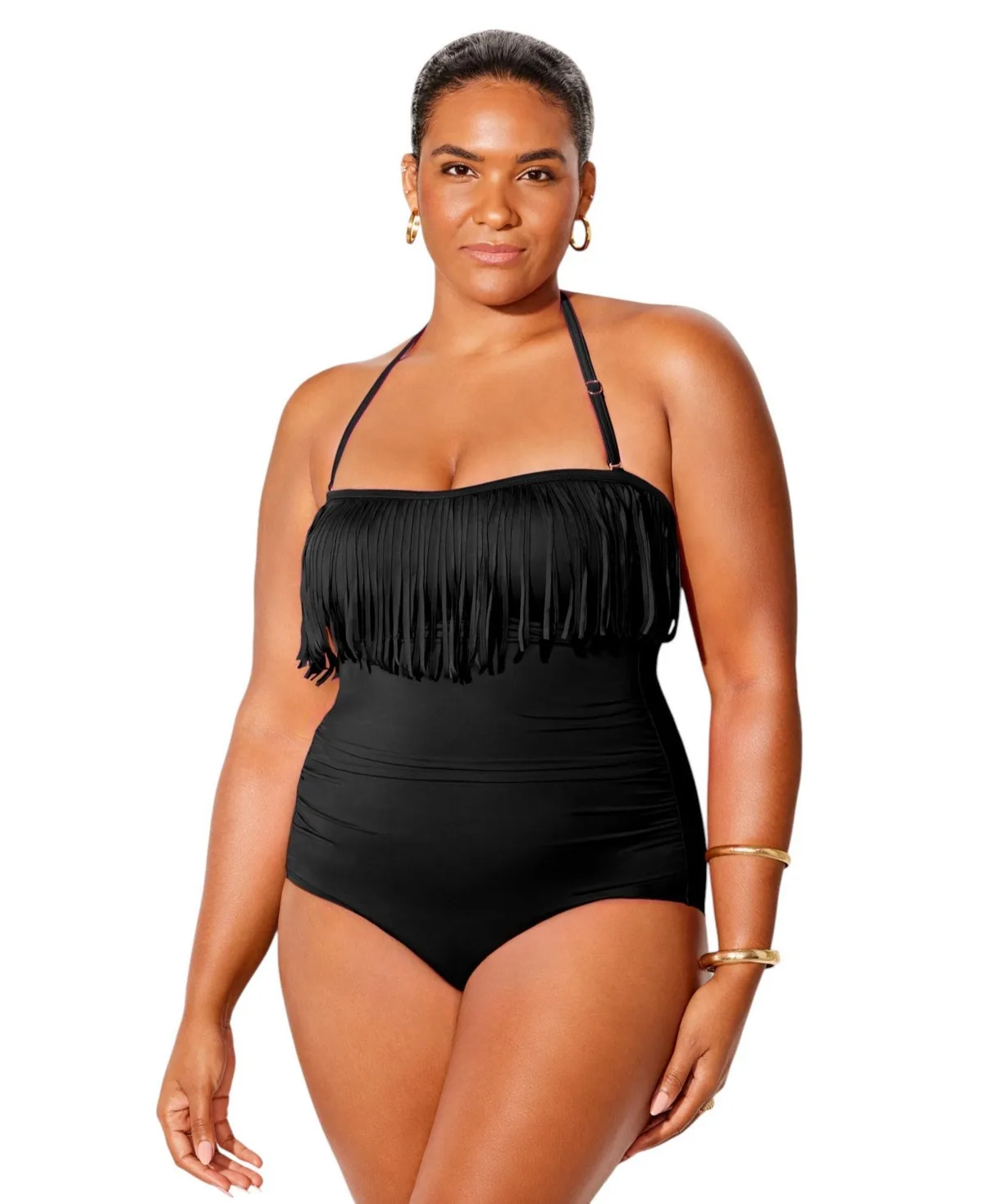 Fringe Bandeau One Piece Swimsuit by Swimsuits For All