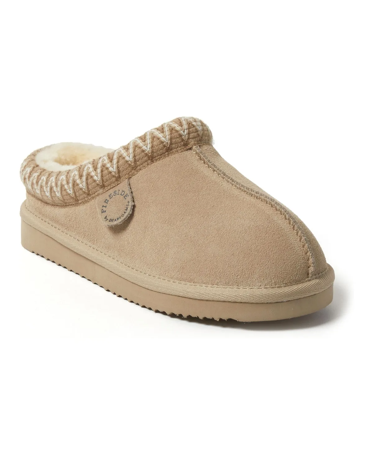 Fireside Greta Genuine Shearling Clog Slipper with Embroidery
