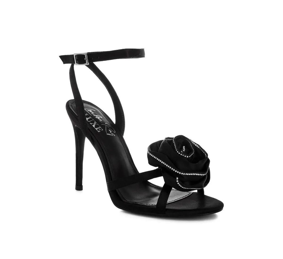 Candela Floral Rhinestone Accent Heel Sandals by London Rag