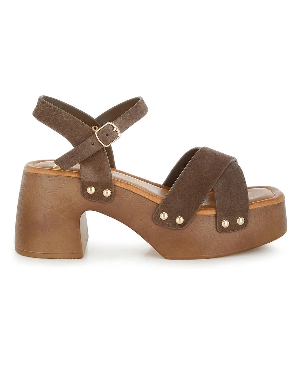 Pikansa Studded Real Suede Clog Sandals
