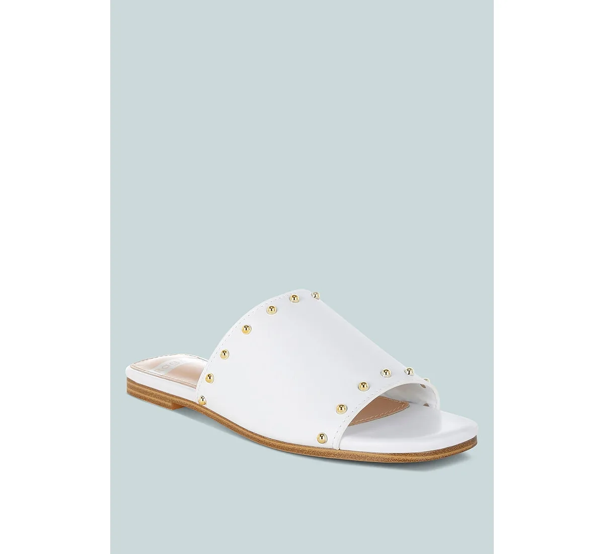 Renaldi Genuine Leather Studded Slip-On Flats by Rag & Co