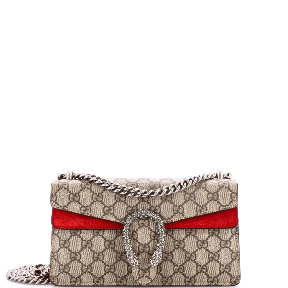 Small Dionysus Bag Gg Coated Canvas with Crystal Embellished Metal by Pre-owned Gucci
