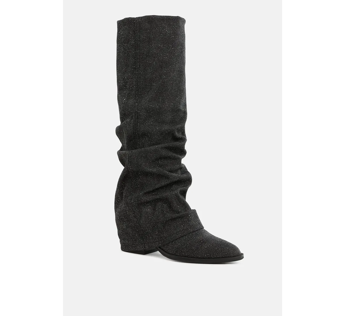Capella Fold-Over Slouchy Denim Boot by London Rag