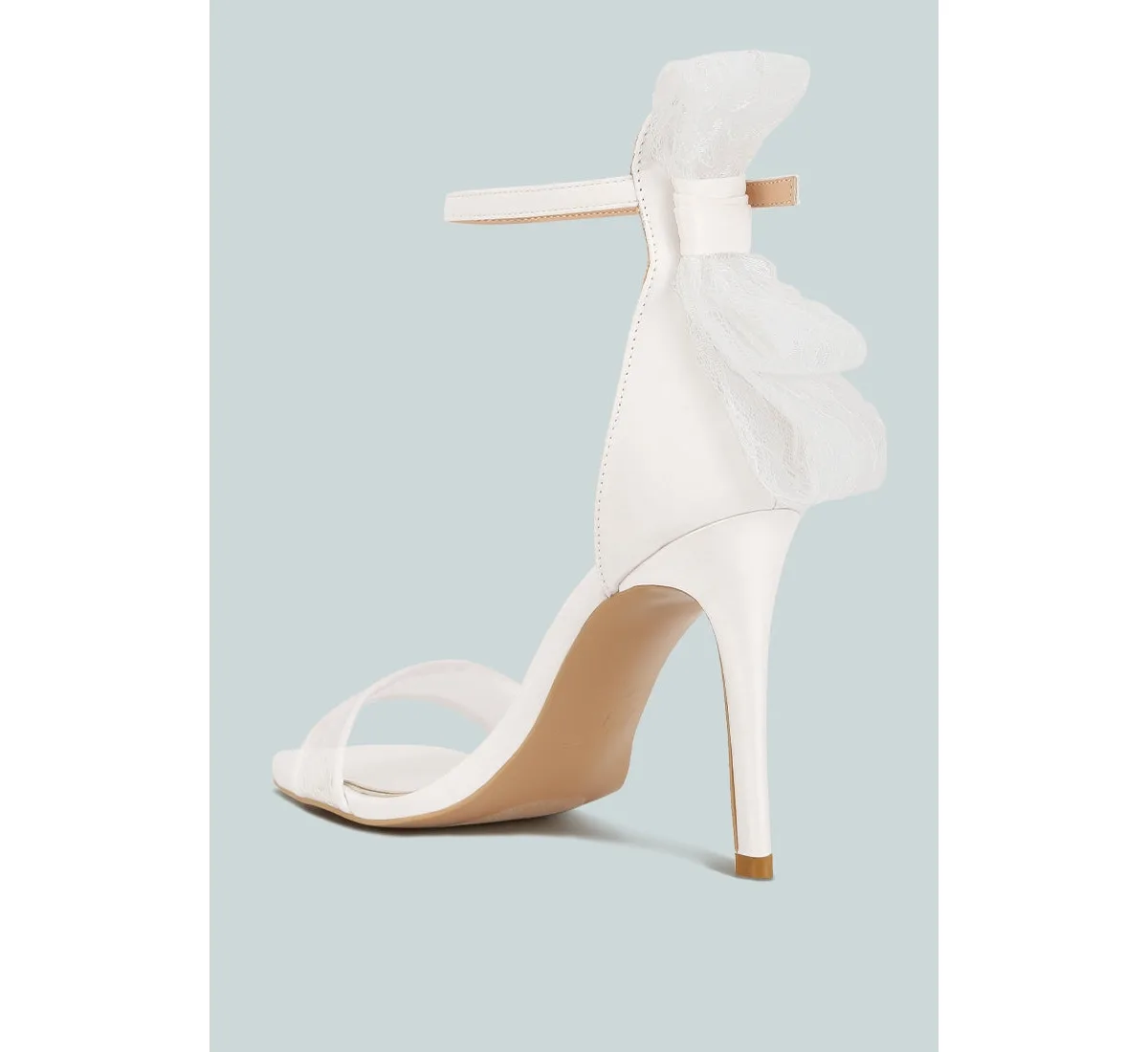 Delancy Bow Detail Lace Stiletto Sandals by London Rag