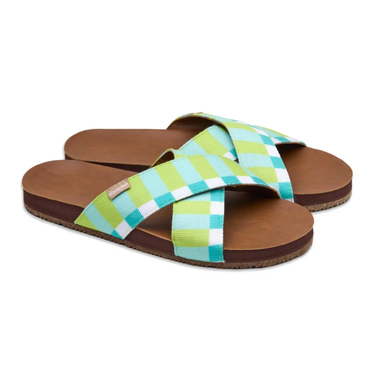 Zensole Cascades Faux Leather Double Strap Slide Sandals by Feelgoodz