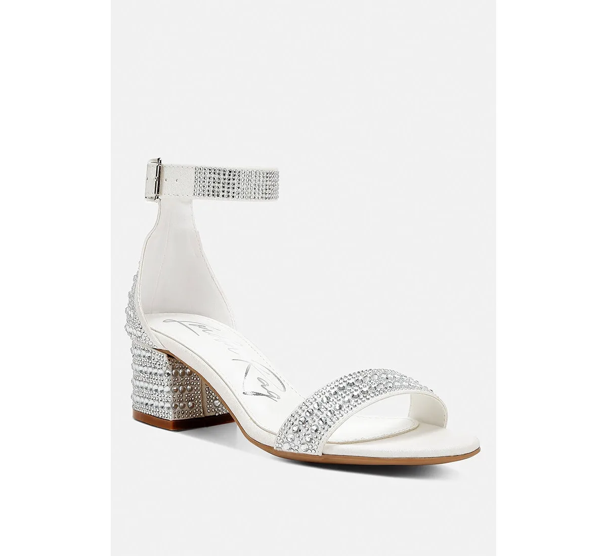 Twerky Rhinestones Embellished Block Sandals by London Rag