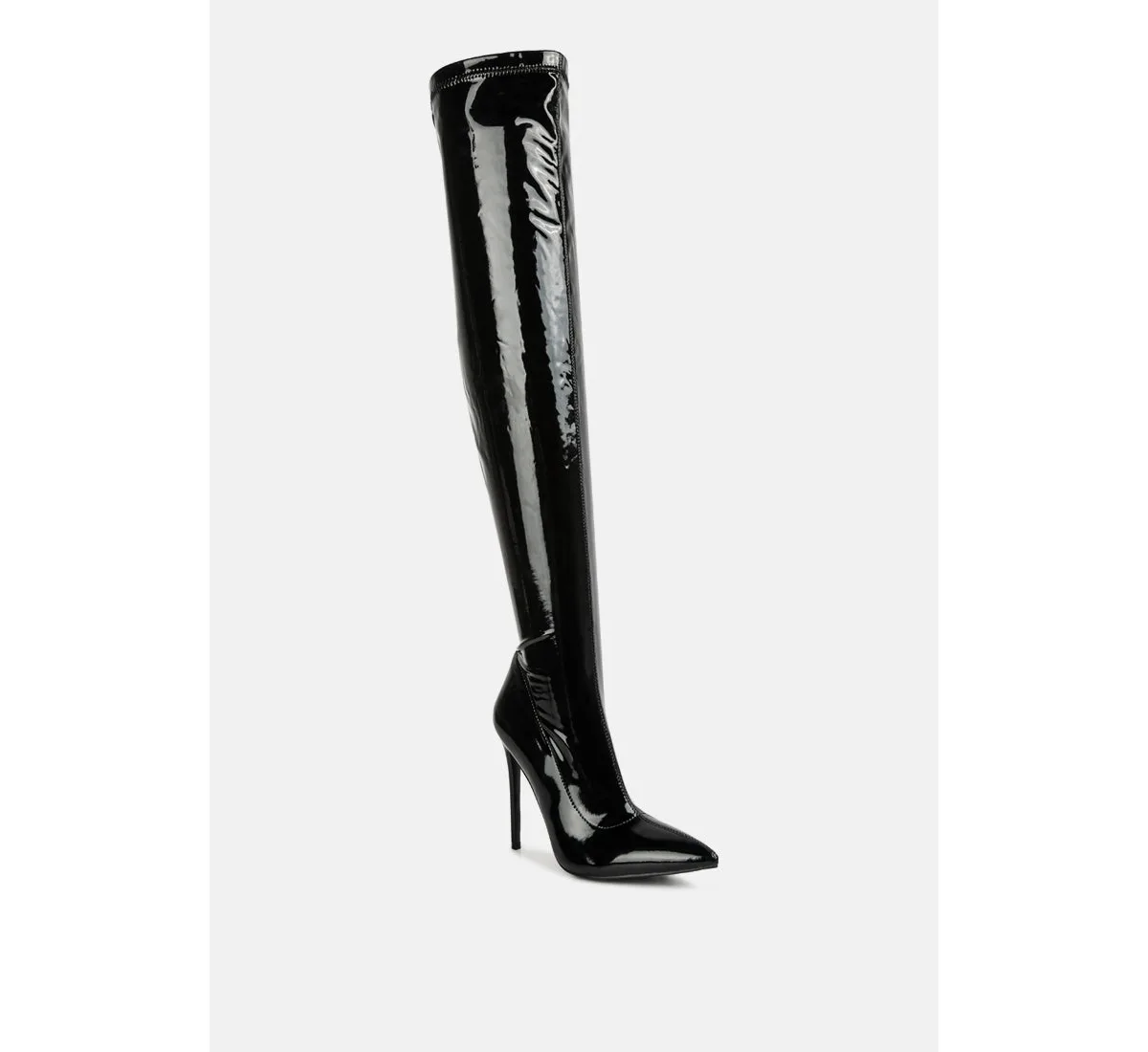 Riggle Long Patent Pu High Heel Boots by London Rag