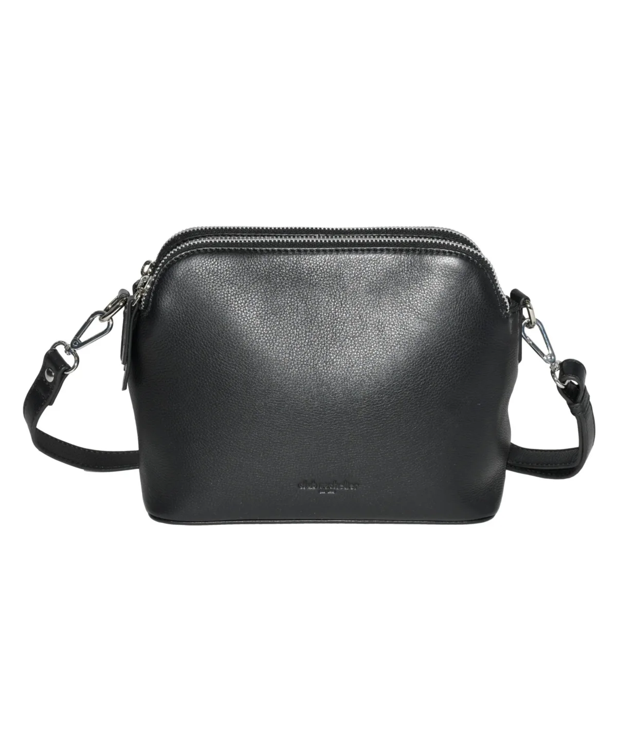 Leather Double Zipper Crossbody Bag by Club Rochelier