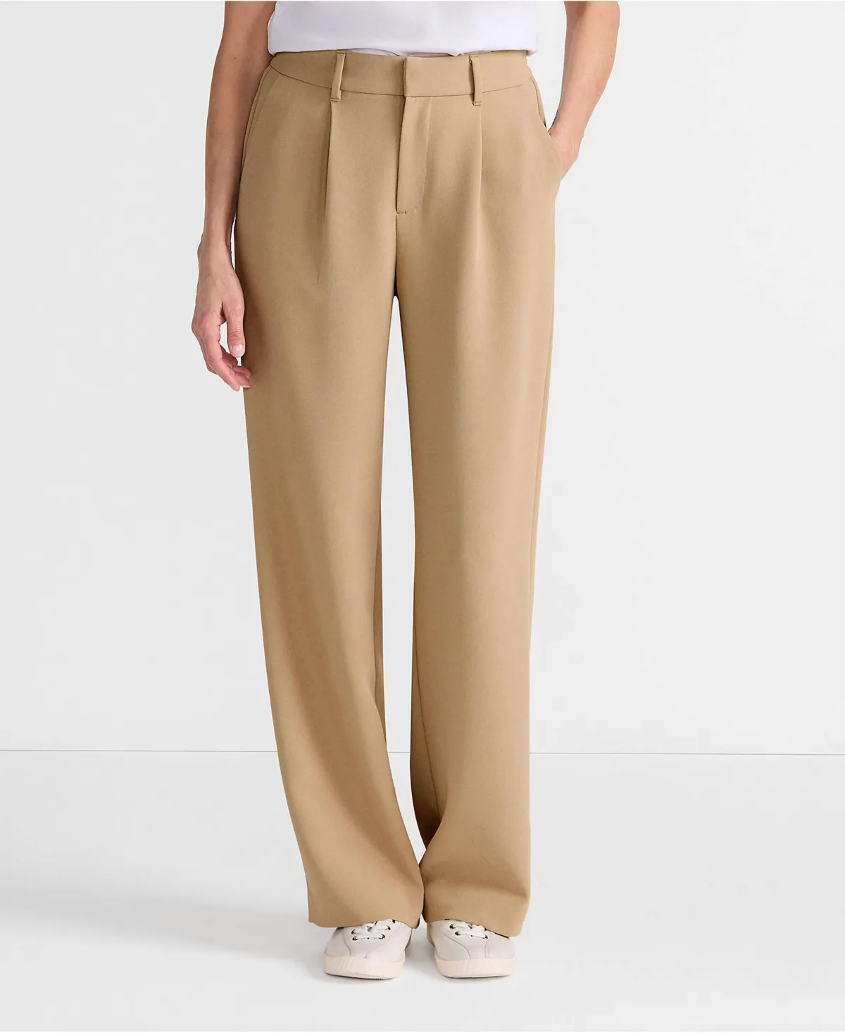 Crepe High Rise Pleated Wide Leg Pants by Lands' End