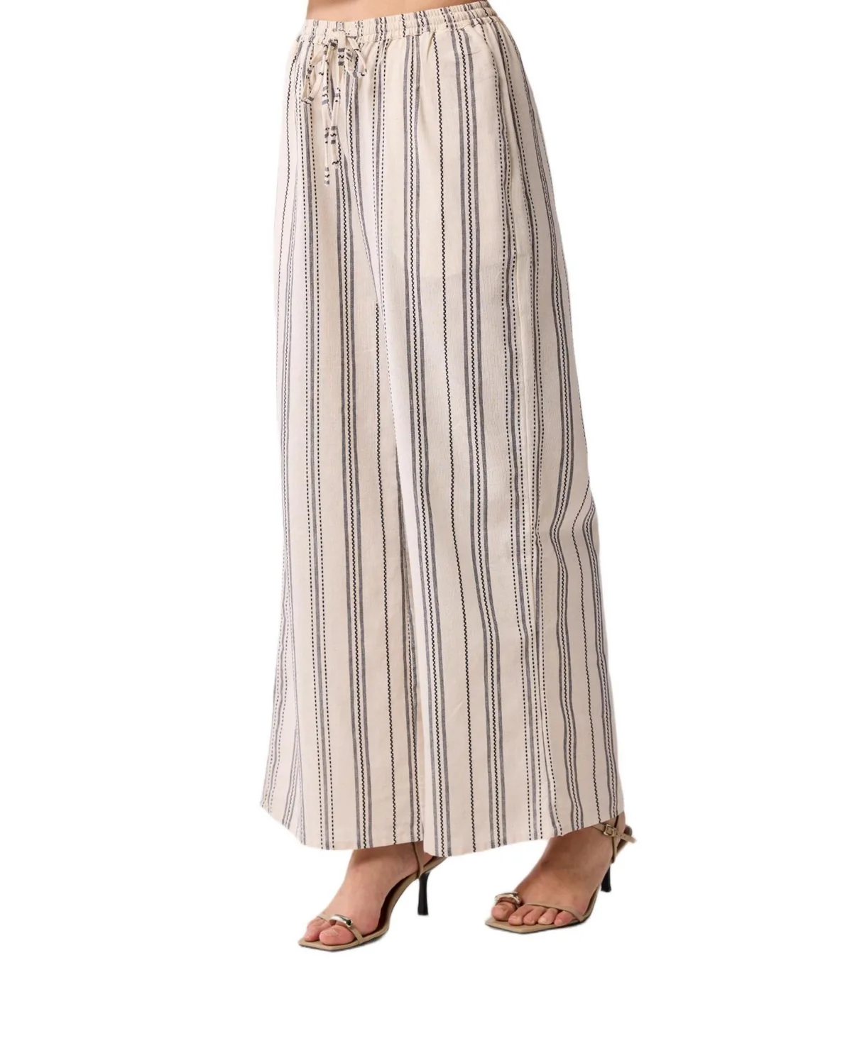 Wide-Leg Drawstring Pants in Stripes by Reistor
