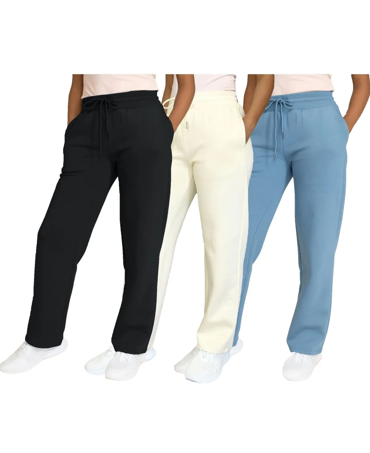 Heavyweight Wide Leg Loose Fit Fleece Sweatpants - 3 Pack by Blue Ice