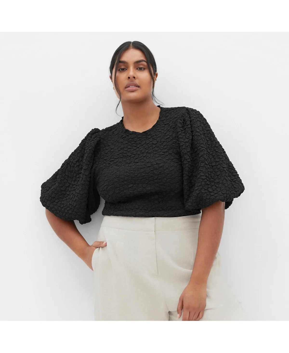 Chrissie Balloon Sleeve Top by City Chic