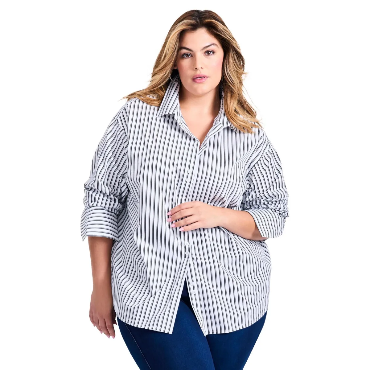 Breanna Classic Poplin Shirt by Avenue
