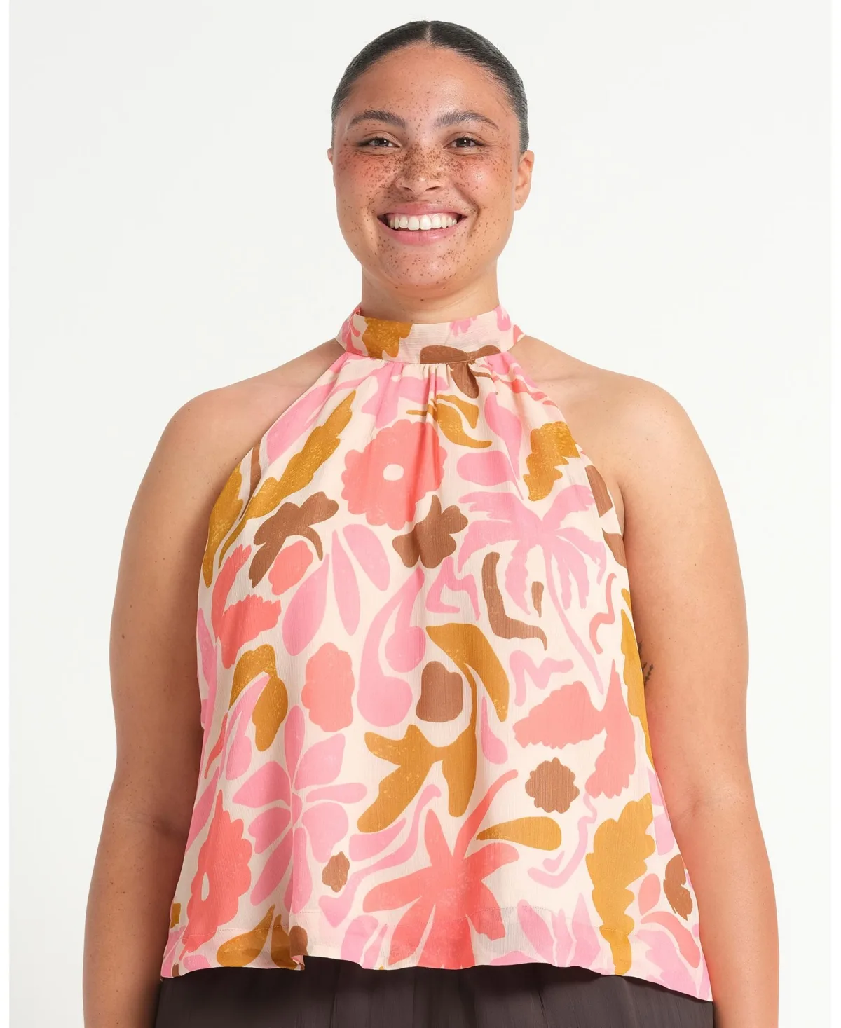 Luciana Floral Halter Relaxed Summer Top by Estelle