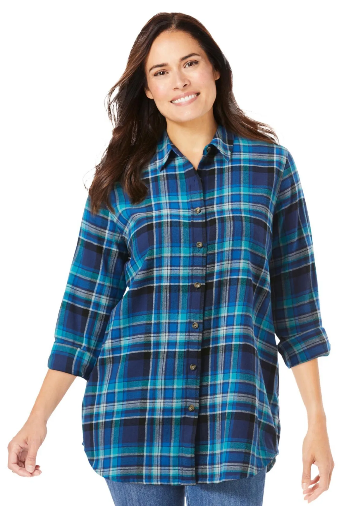 Classic Flannel Shirt by Woman Within