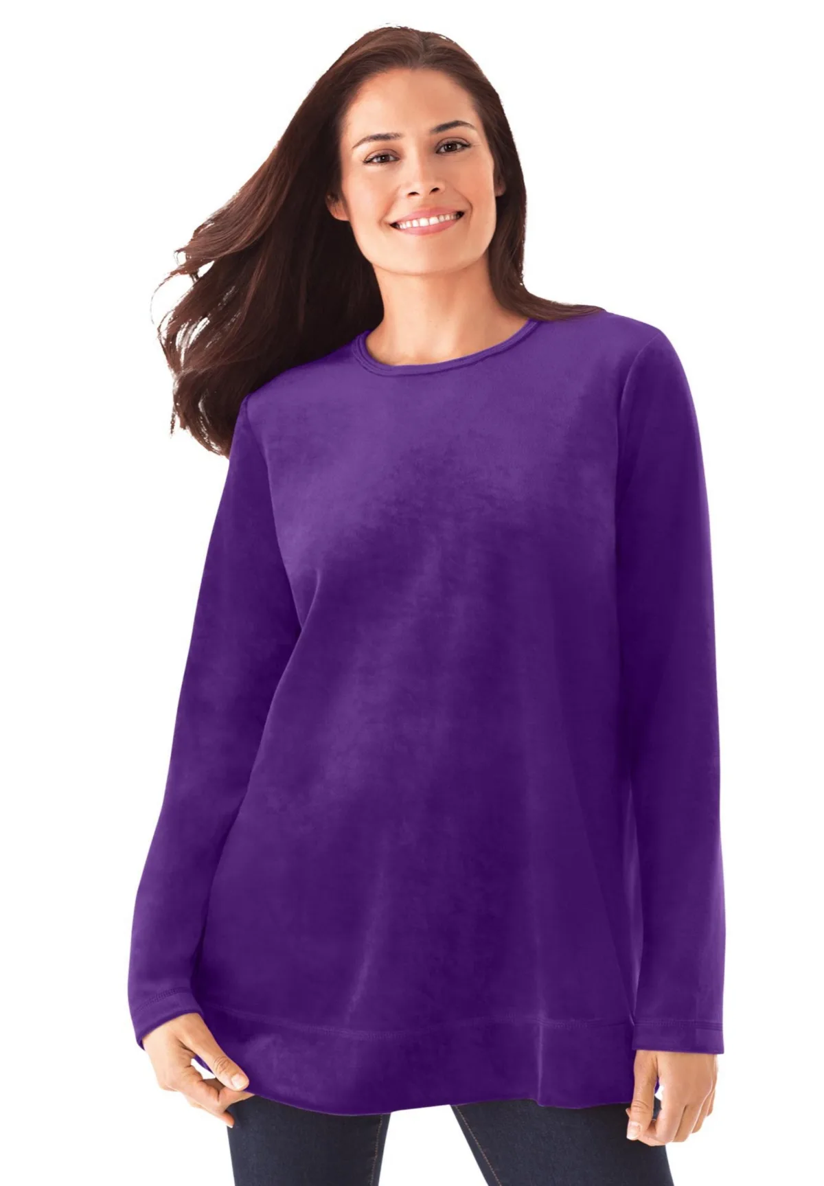 Within Plush Velour Tunic Sweatshirt by Woman Within