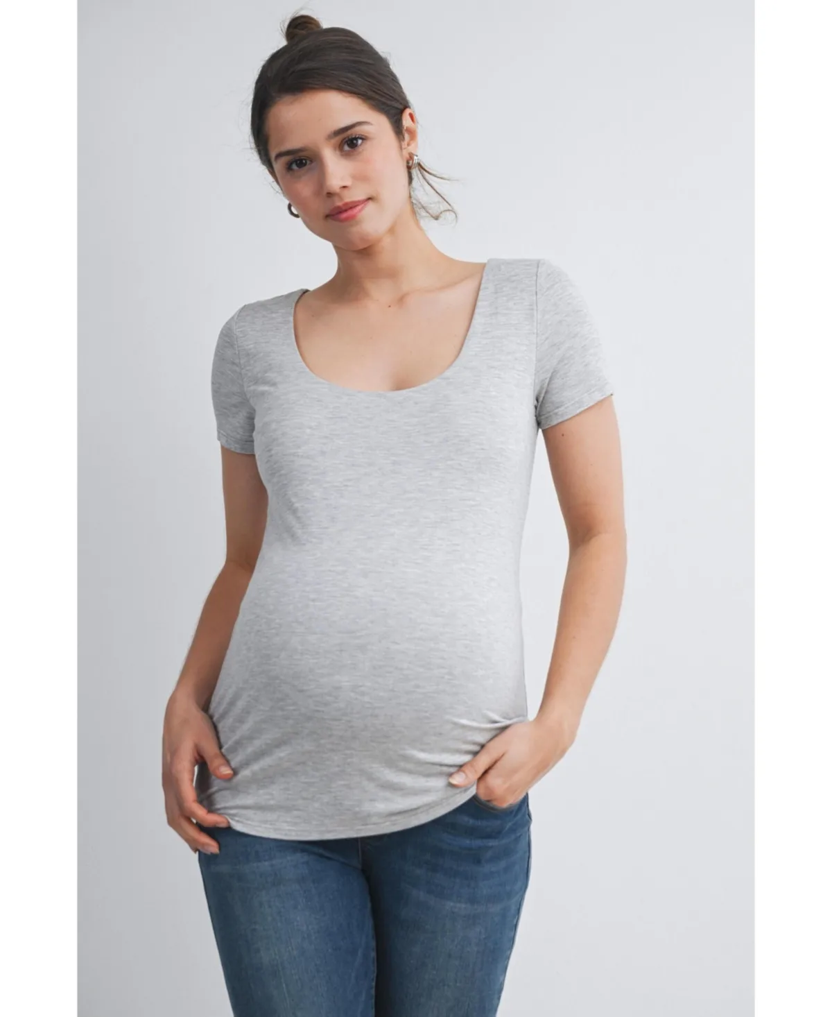 Scoop Neck Short-Sleeve Fitted T-Shirt by Hello Miz