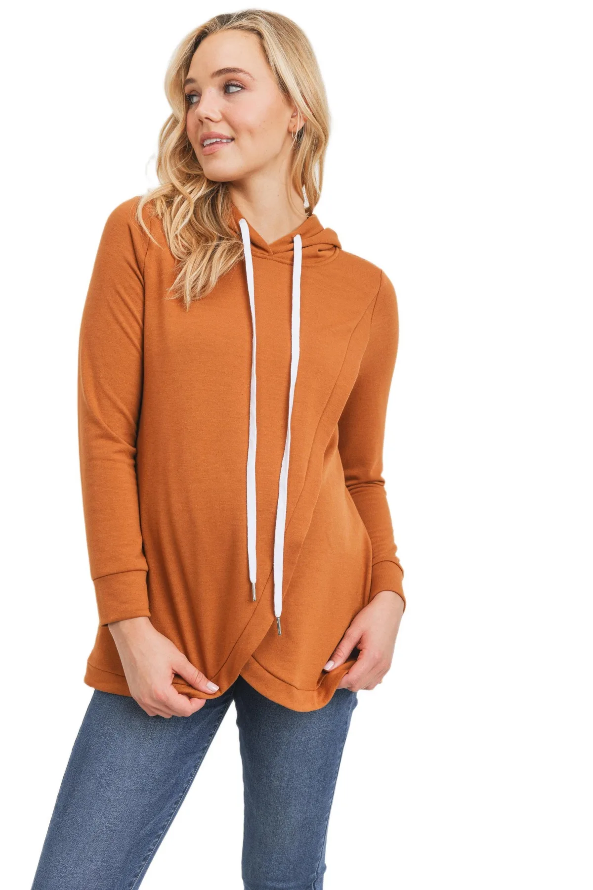 Crossover Drawstring Nursing Hoodie by Hello Miz