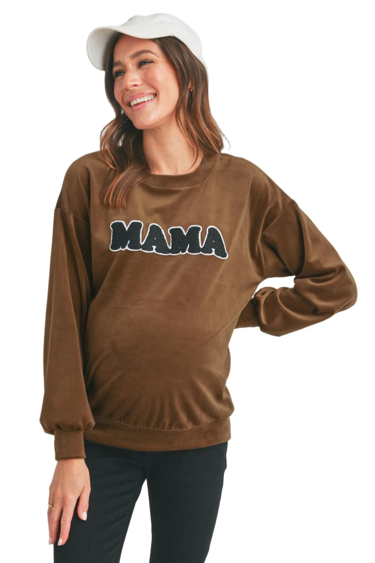 Velvet Mama Crewneck Maternity Sweatshirt by Hello Miz