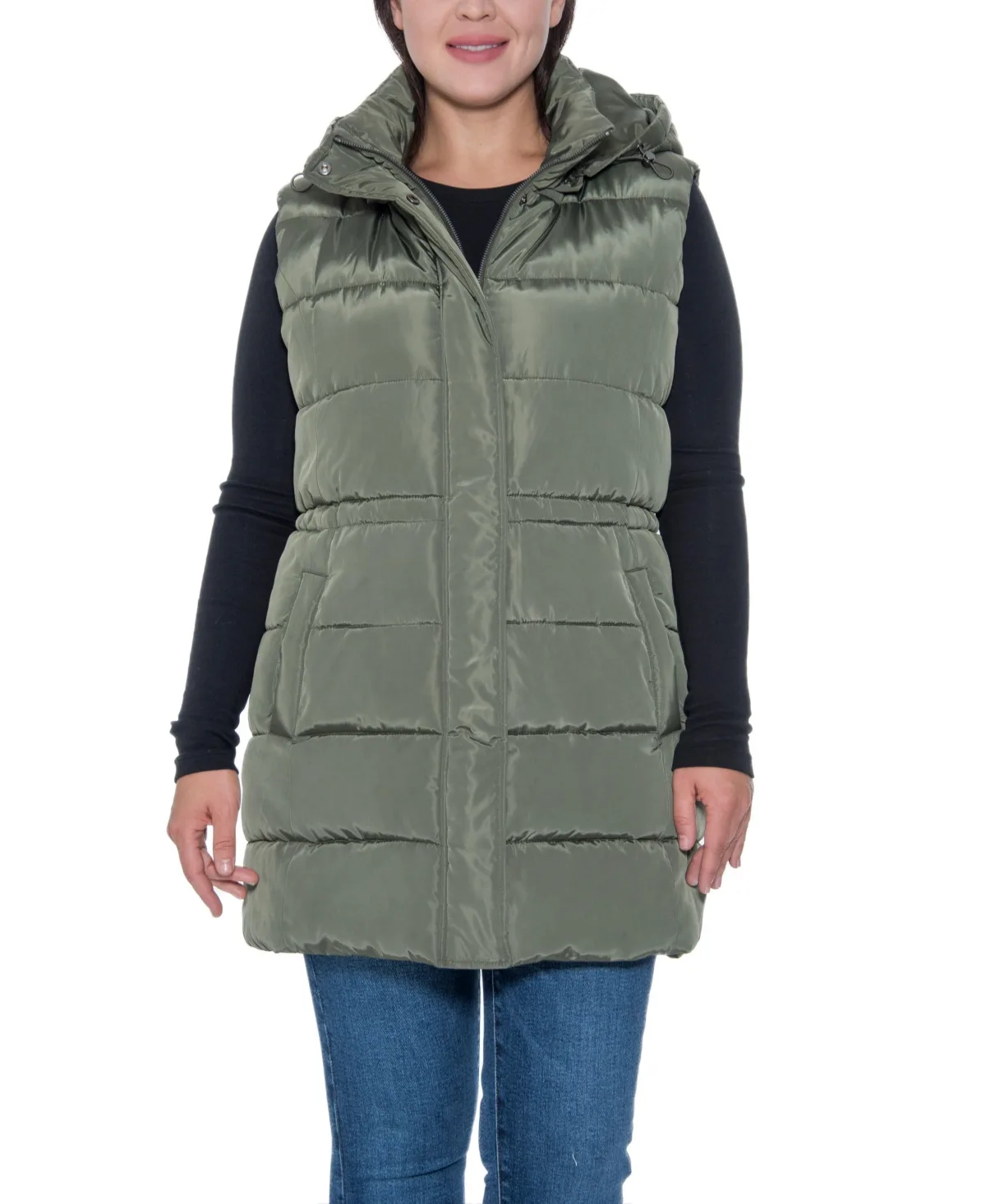 Puffer Vest with Drawstring Waist by Sebby Collection