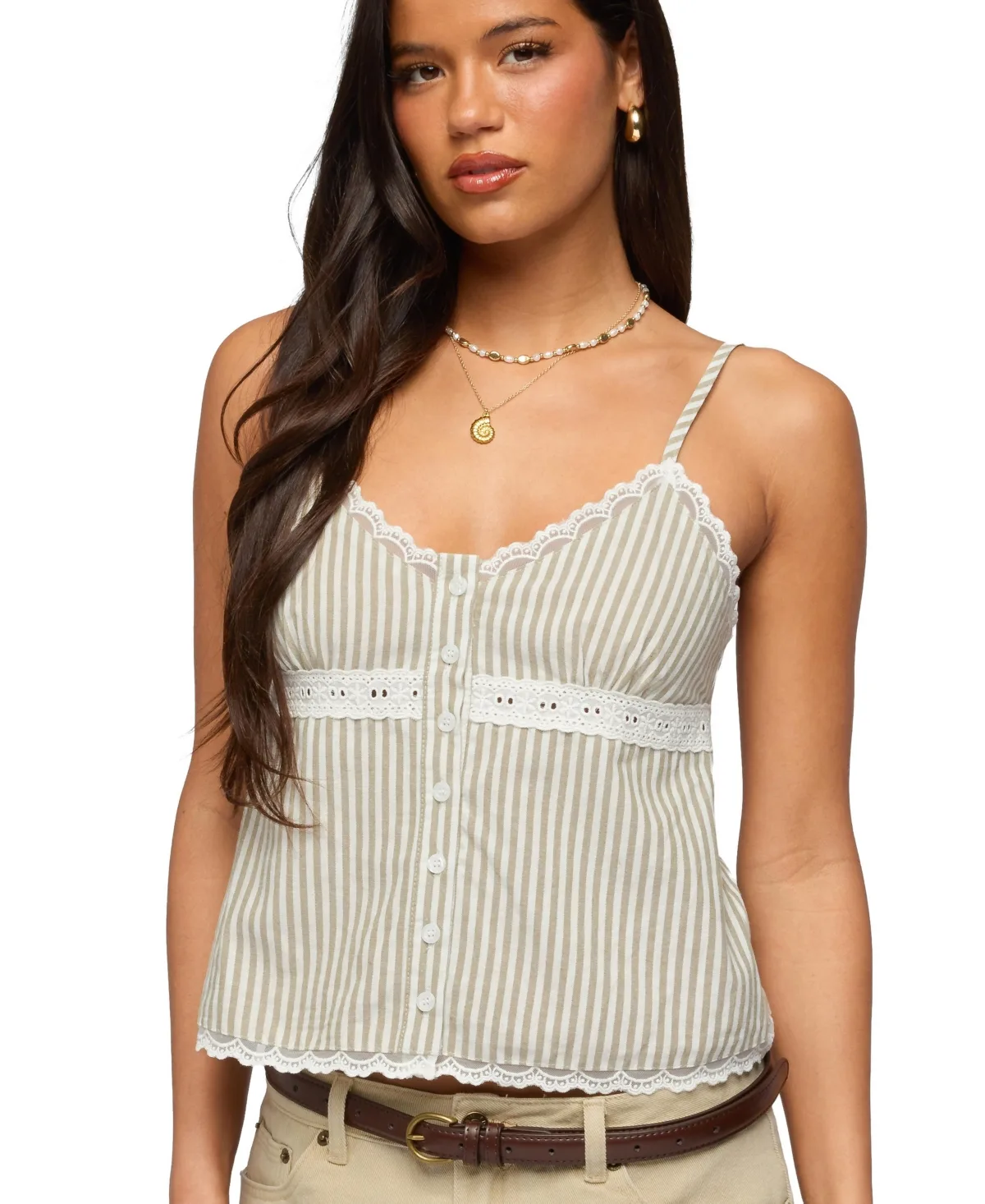 Elodie Lacey Striped Tank Top by Edikted