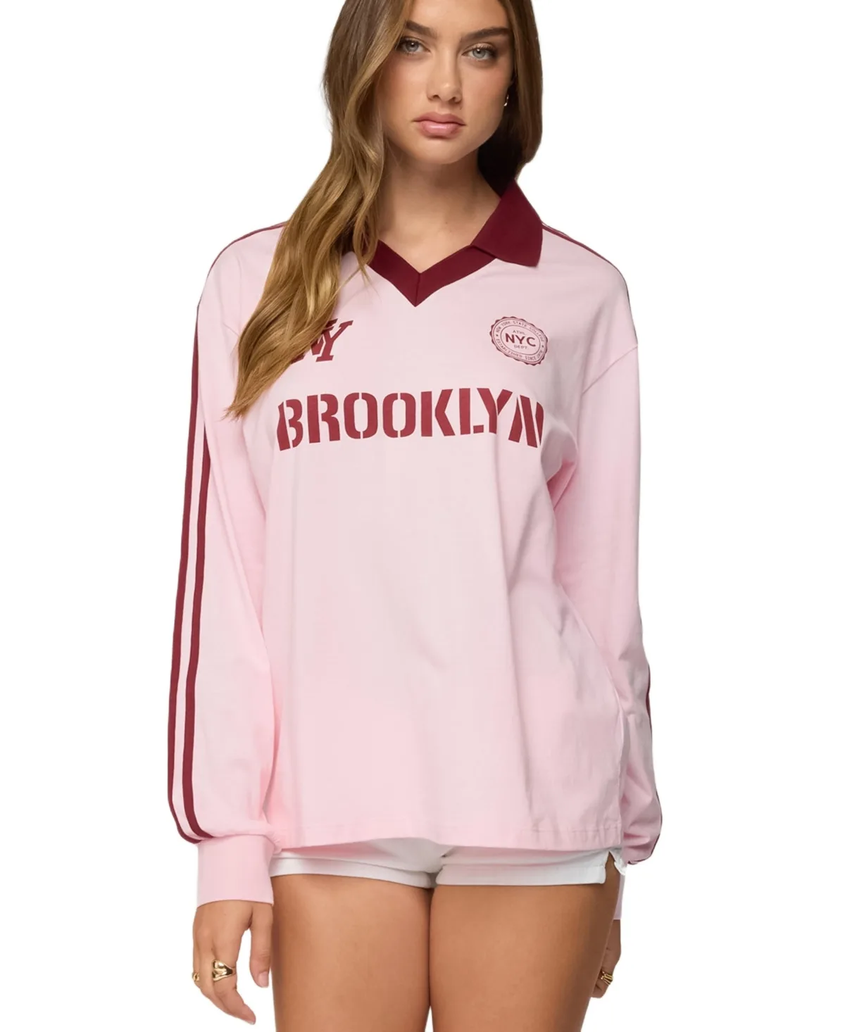 Brooklyn Contrast Oversized Polo Top by Edikted