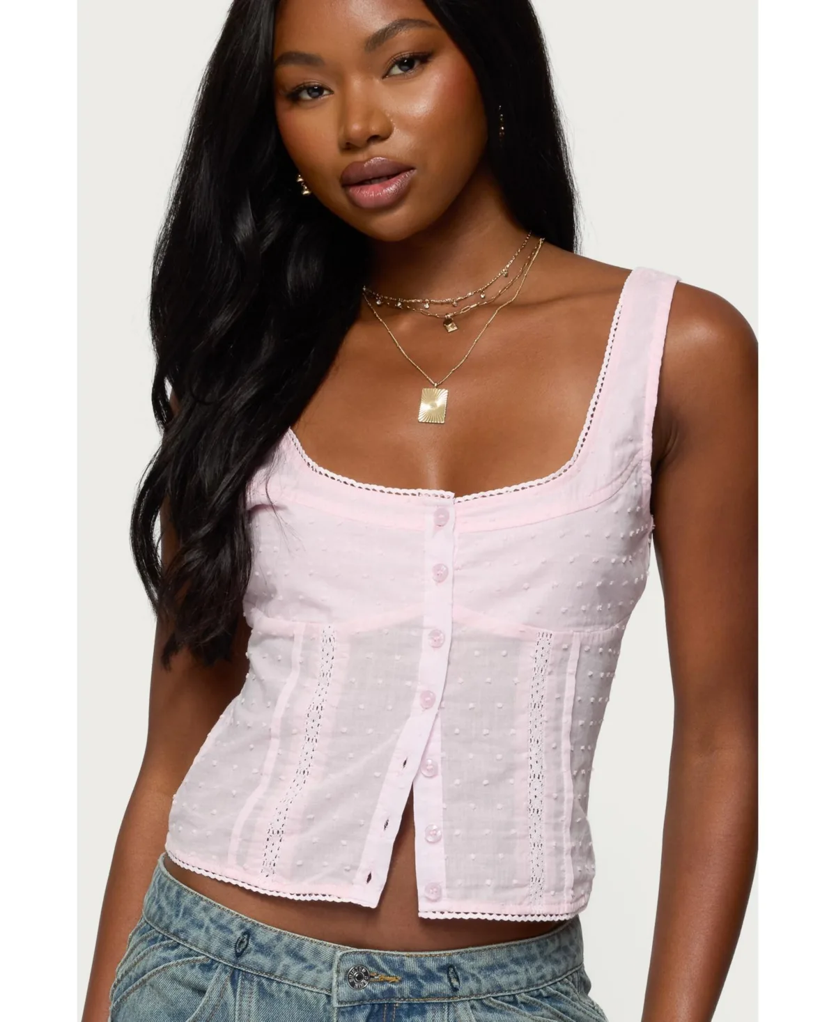 Embroidered Cotton Button Up Top by Edikted