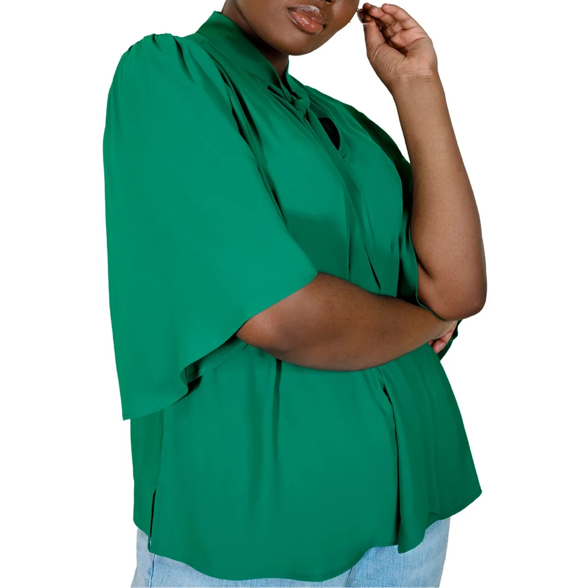 Bow Blouse with Flutter Sleeve by Eloquii