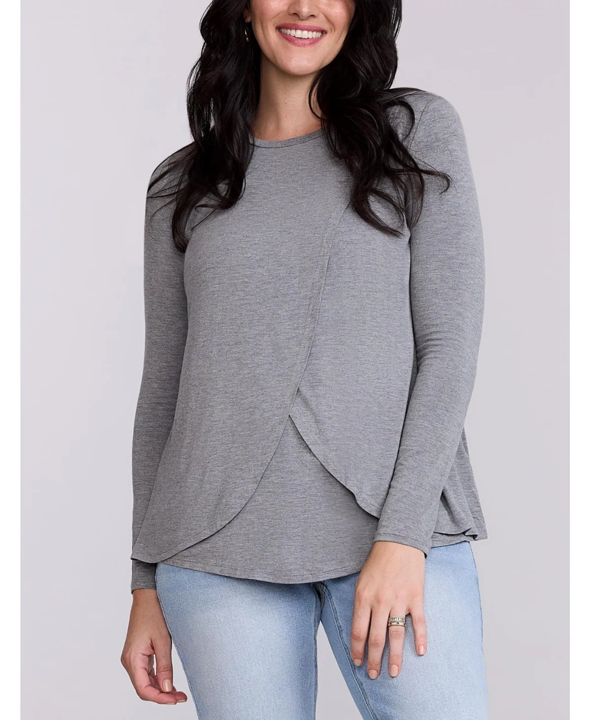 Crewneck Long Sleeve Draped Nursing Tee by Motherhood Maternity