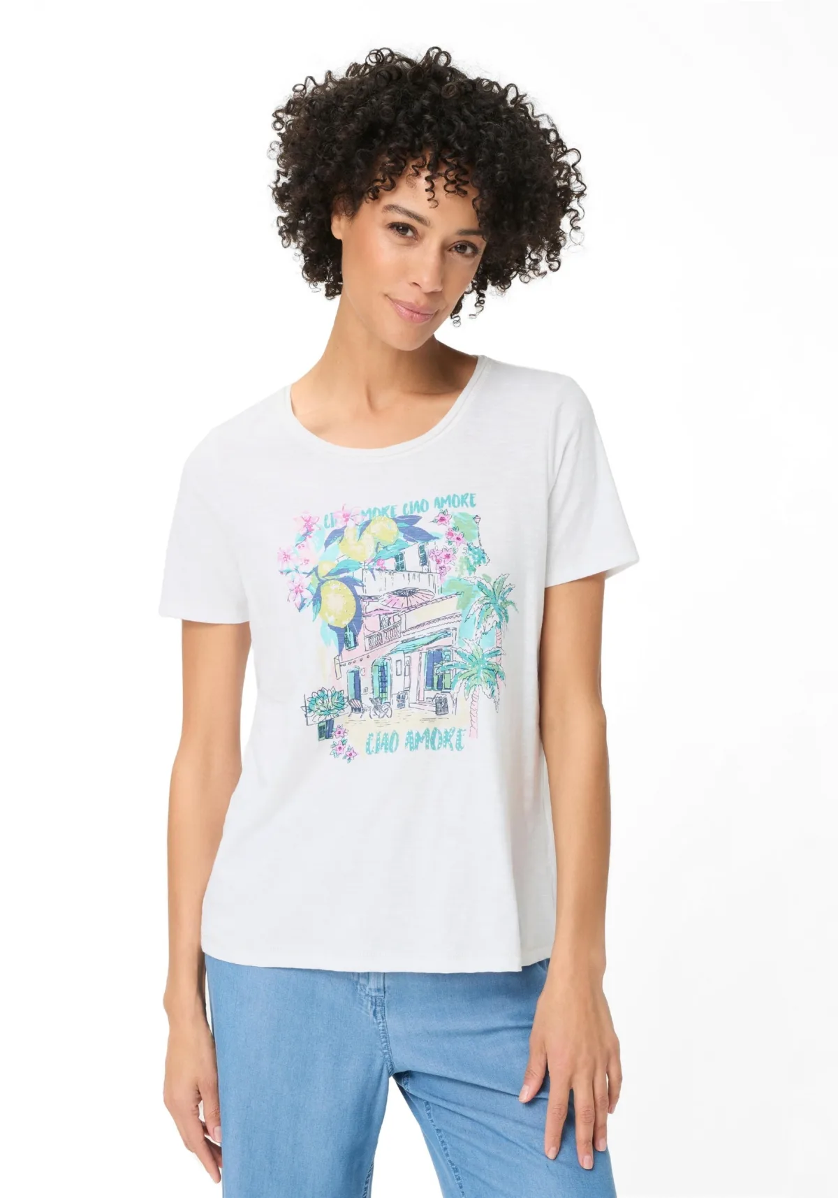 Ciao Amore Placement Print T-Shirt by Olsen