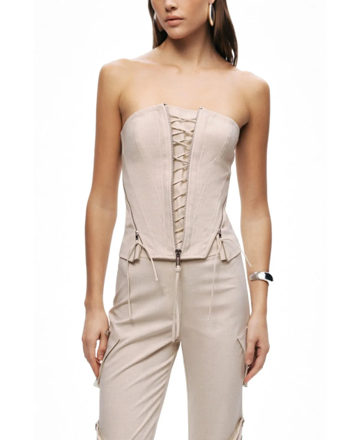 Strapless Lace-Up Bustier by Nocturne