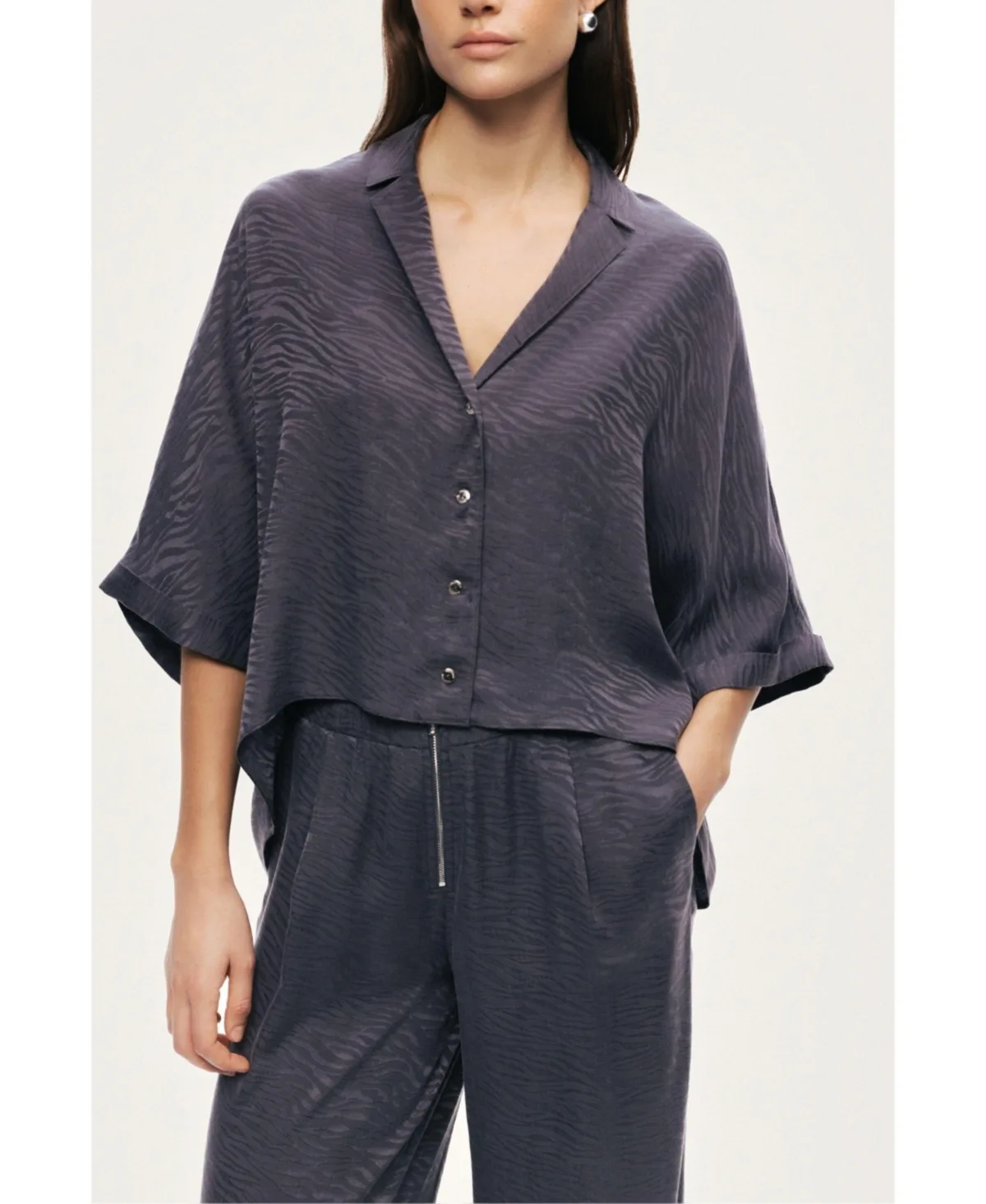 Relaxed Short-Sleeve Textured Shirt by Nocturne