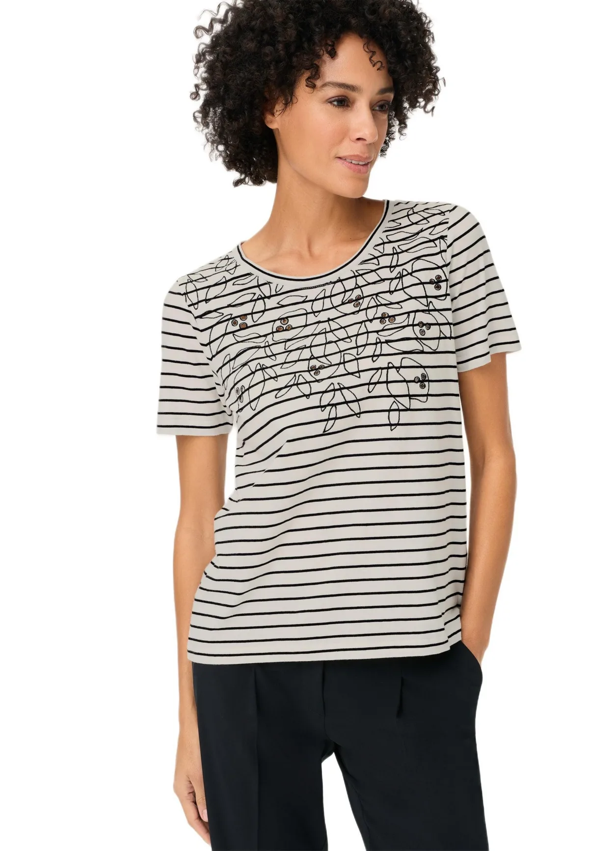 Embroidered Stripe T-Shirt by Olsen