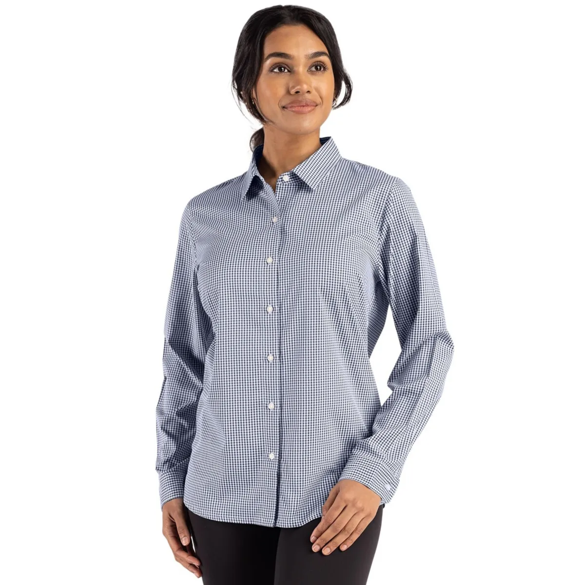 Skyline Epic Confidence Recycled Gingham Long Sleeve Dress Shirt by Cutter & Buck