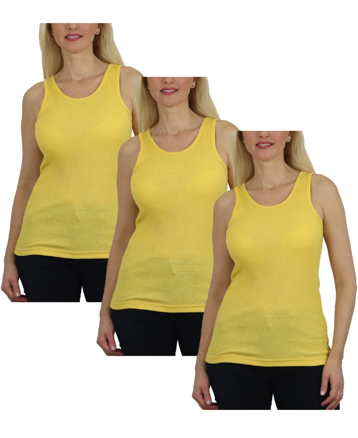 Loose Fit Ribbed Tank Top 3-Pack by Galaxy By Harvic