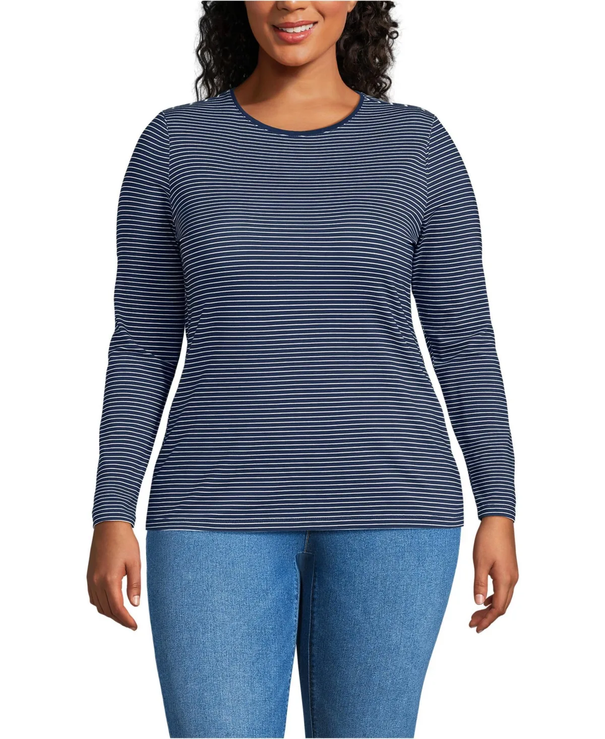 Lightweight Jersey Skimming Long Sleeve Crew Neck T-Shirt by Lands' End