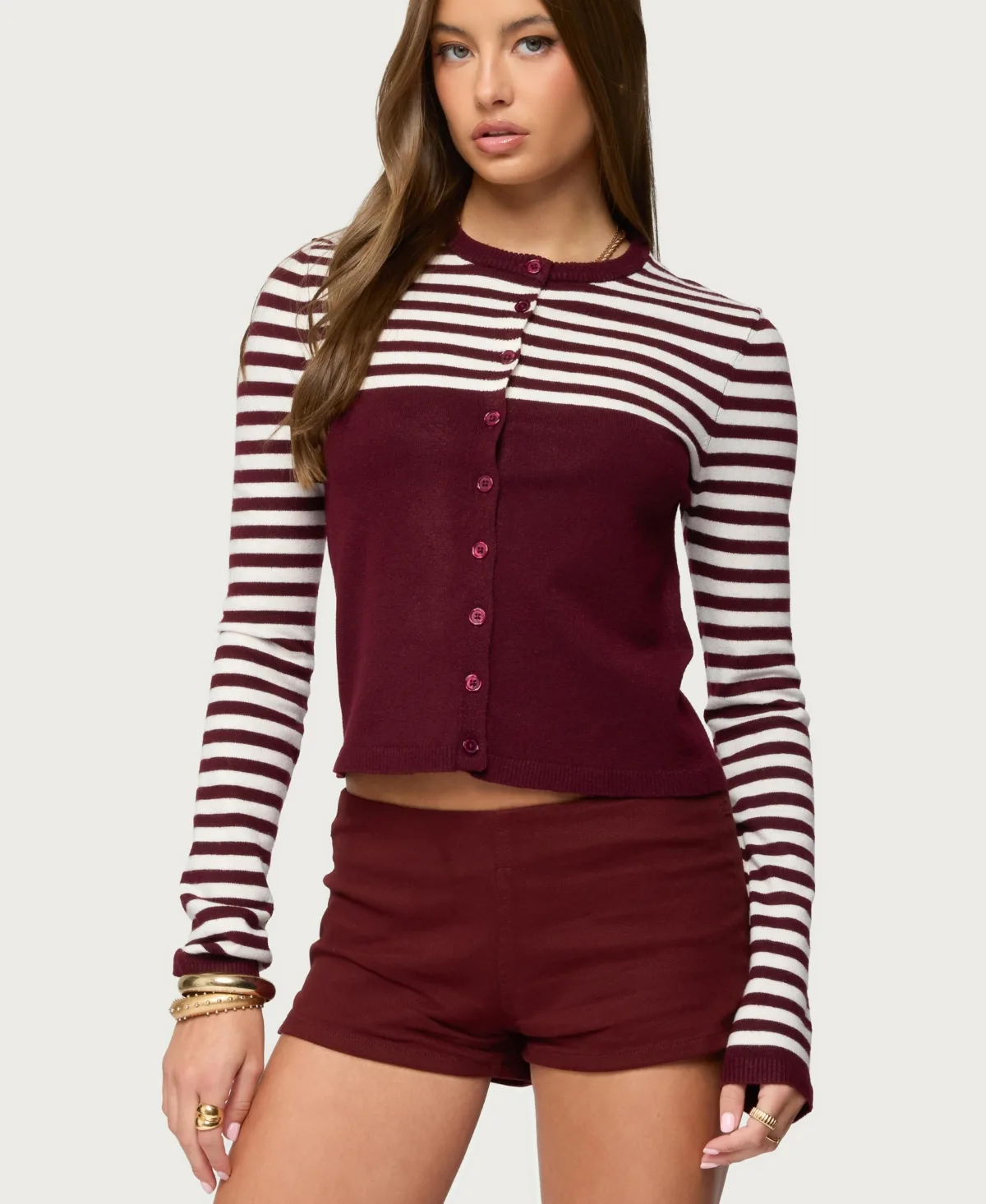 Goni Stripey Knit Cardigan by Edikted