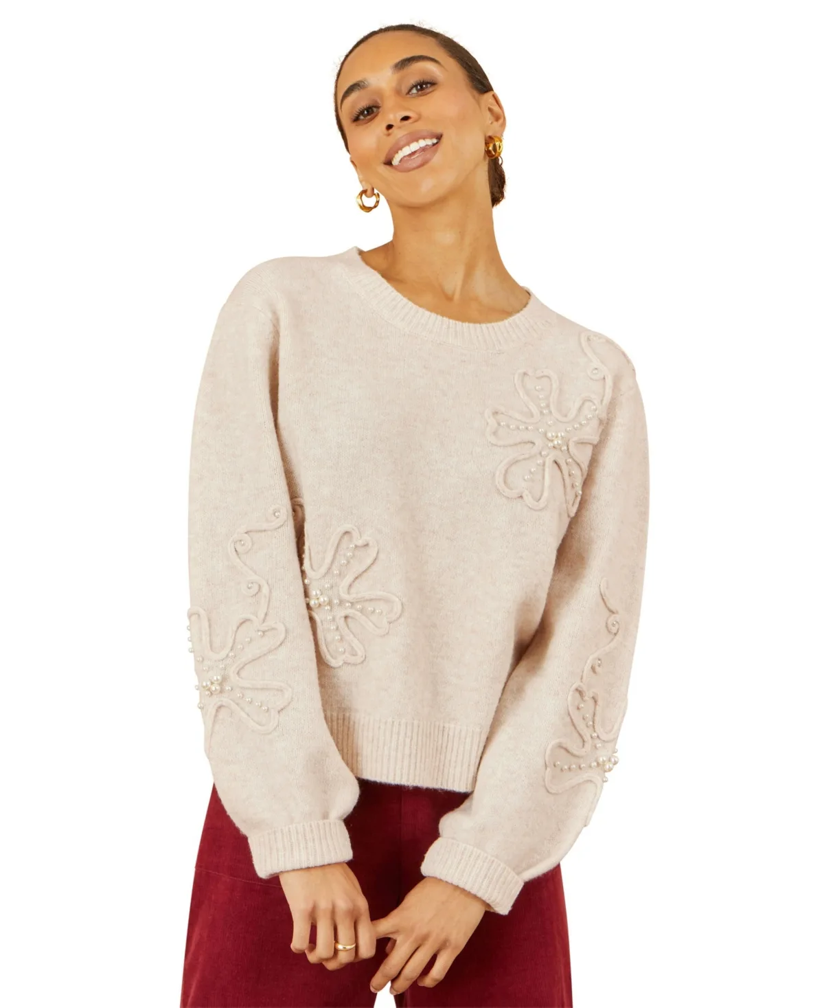 Floral Applique Sweater by Yumi