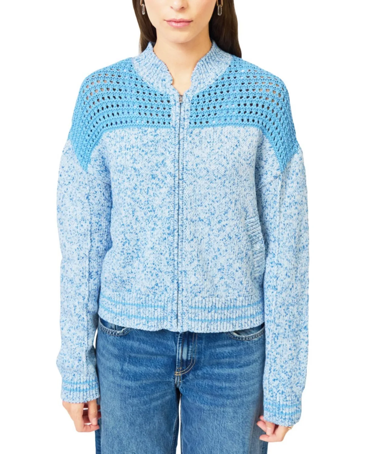 Clover Mesh Sweater Bomber by Central Park West