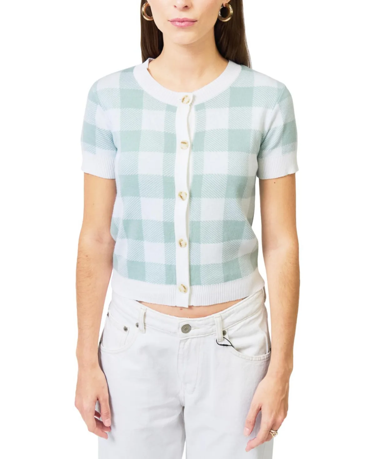 Laurel Gingham Jacquard Cardigan by Central Park West
