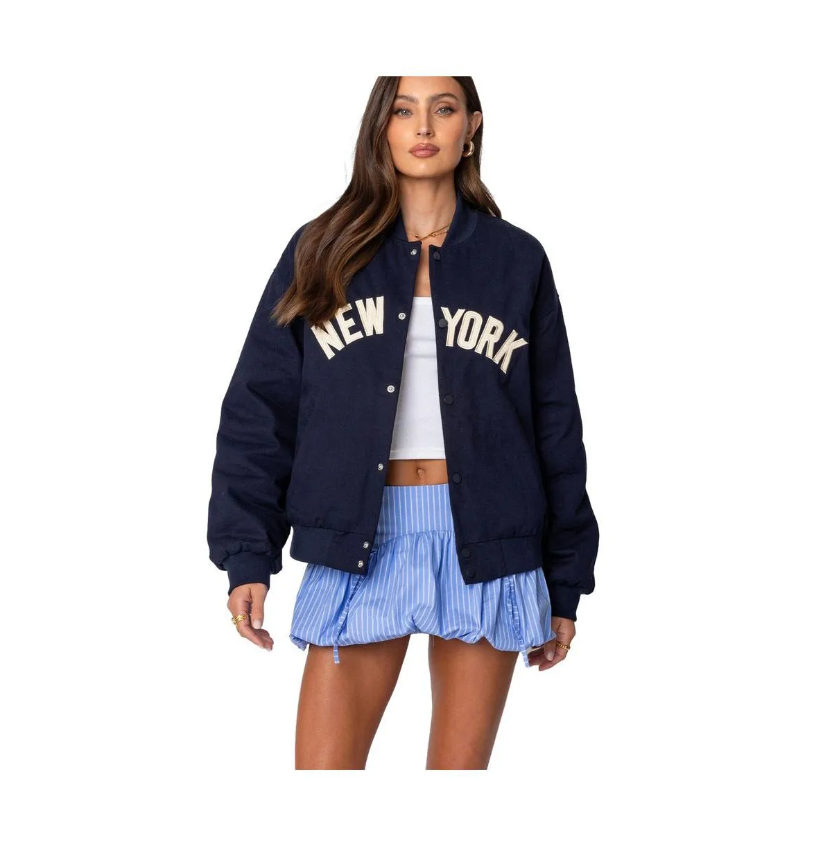 Big Apple Oversized Bomber Jacket by Edikted