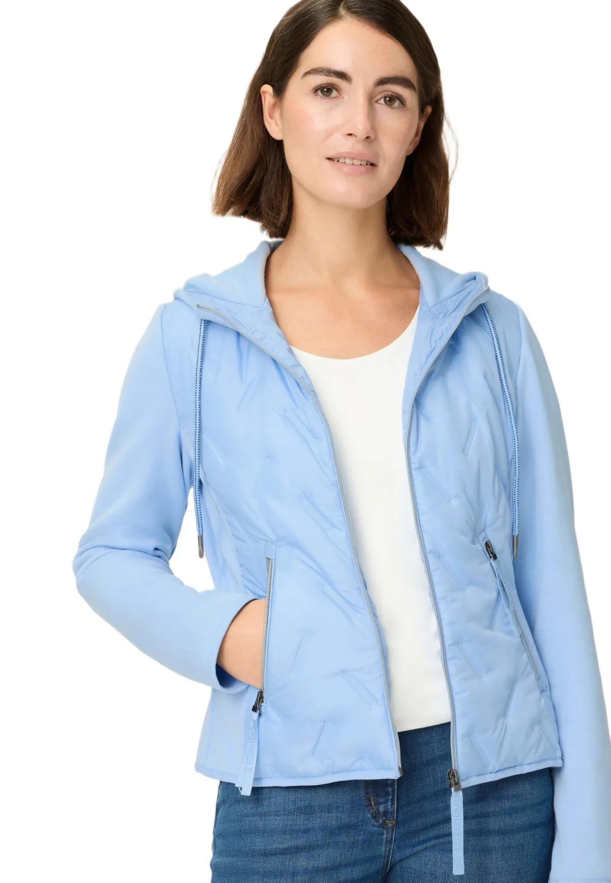 Mixed Media Jacket with Hood by Olsen