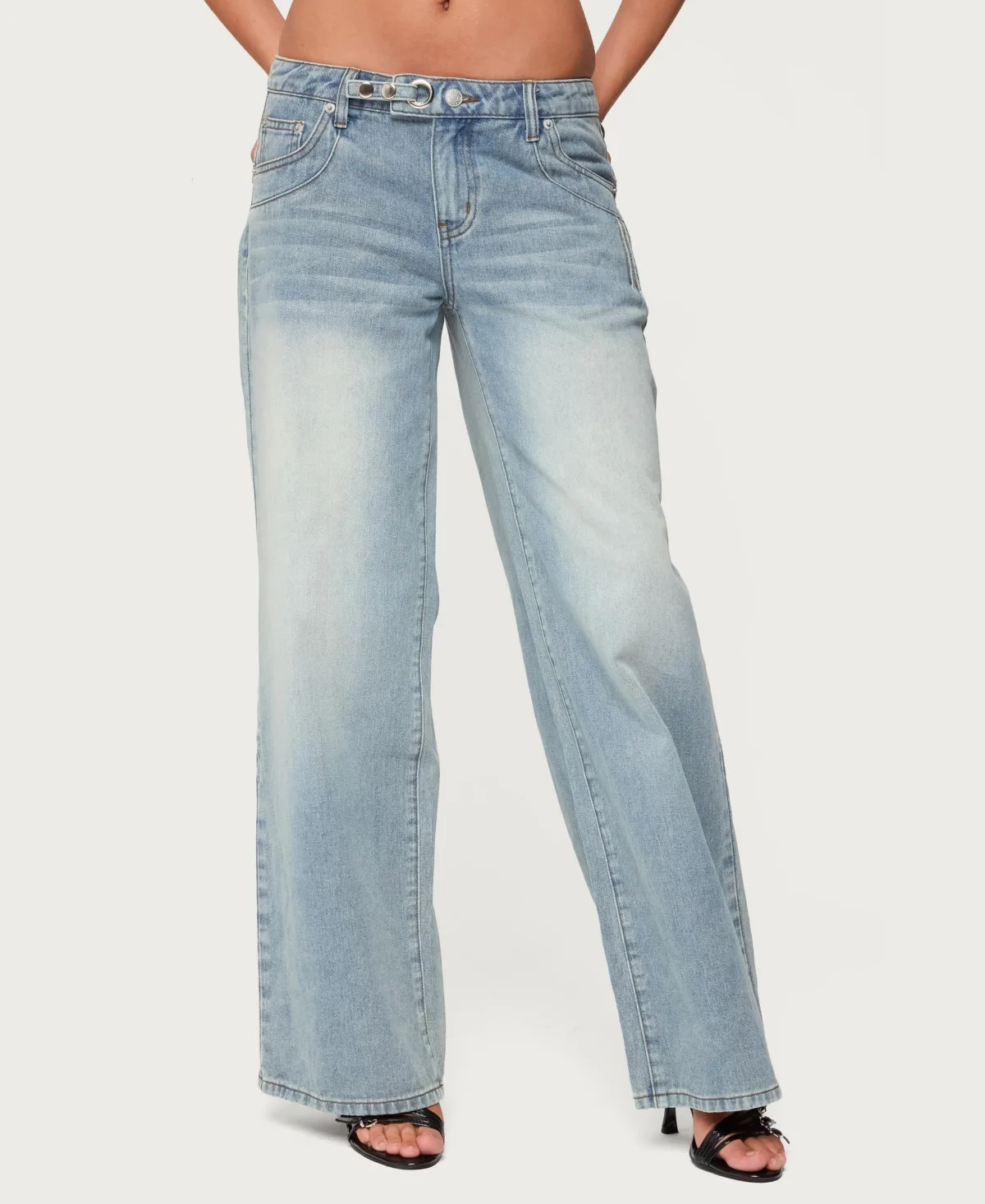 Celia Grommet Washed Low Rise Jeans by Edikted