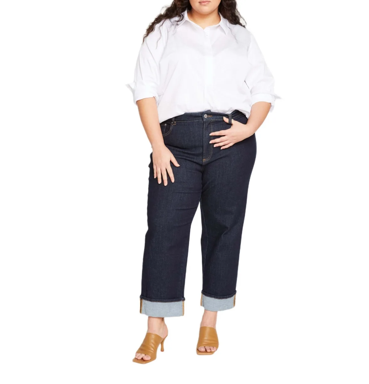 Stevie High Rise Cuffed Straight Leg Jeans by Universal Standard