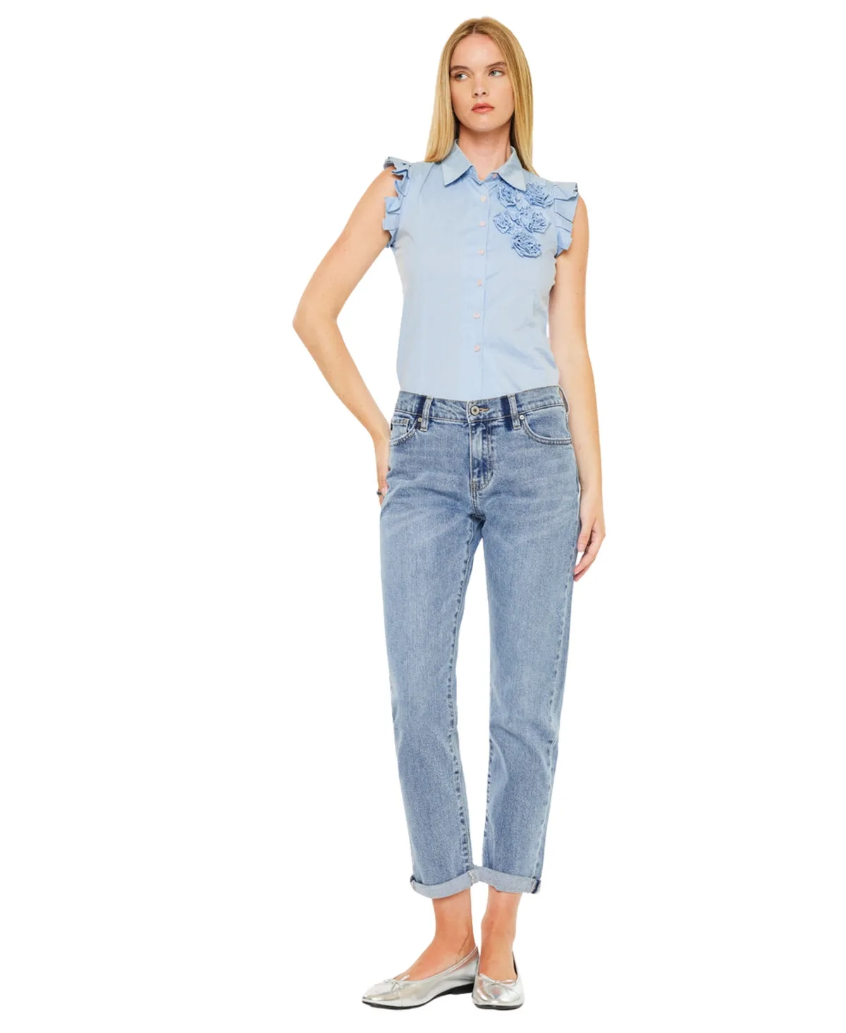 Lindsey Mid Rise Slim Boyfriend Jeans by Kancan