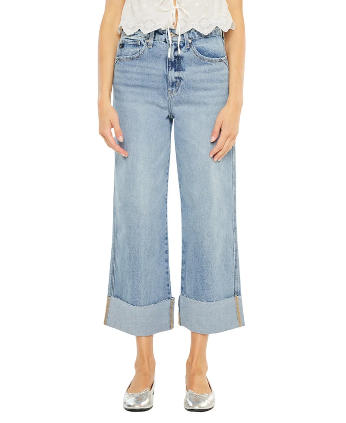 Alfie 90's Cropped Wide Leg Jeans by Kancan
