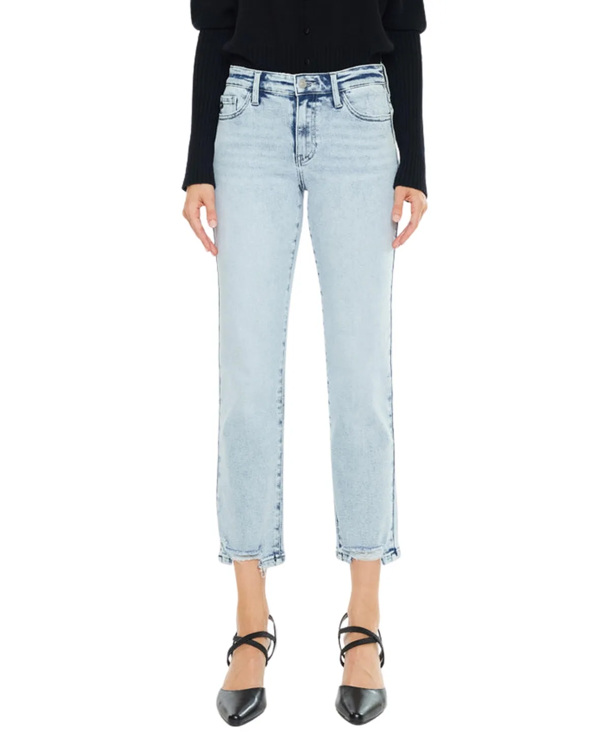 Pam Mid Rise Crop Straight Jeans by Kancan Essential