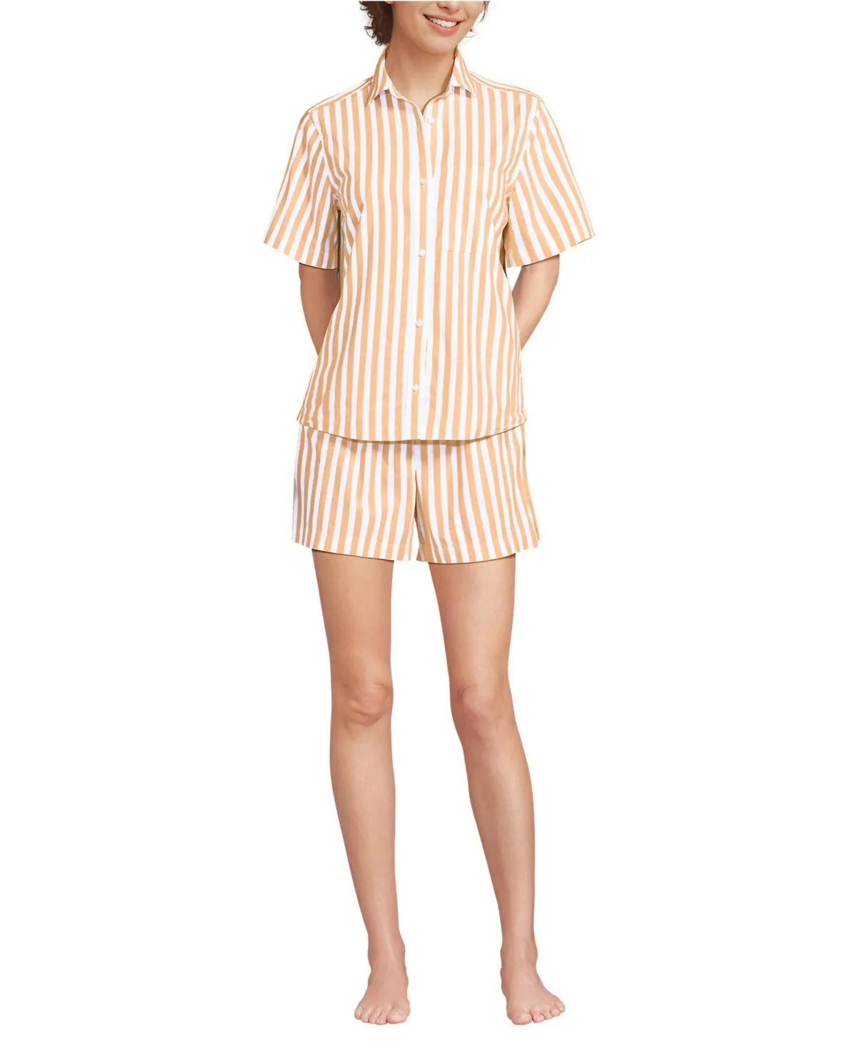 Poplin 2 Piece Pajama Set - Short Sleeve Shirt and Shorts by Lands' End