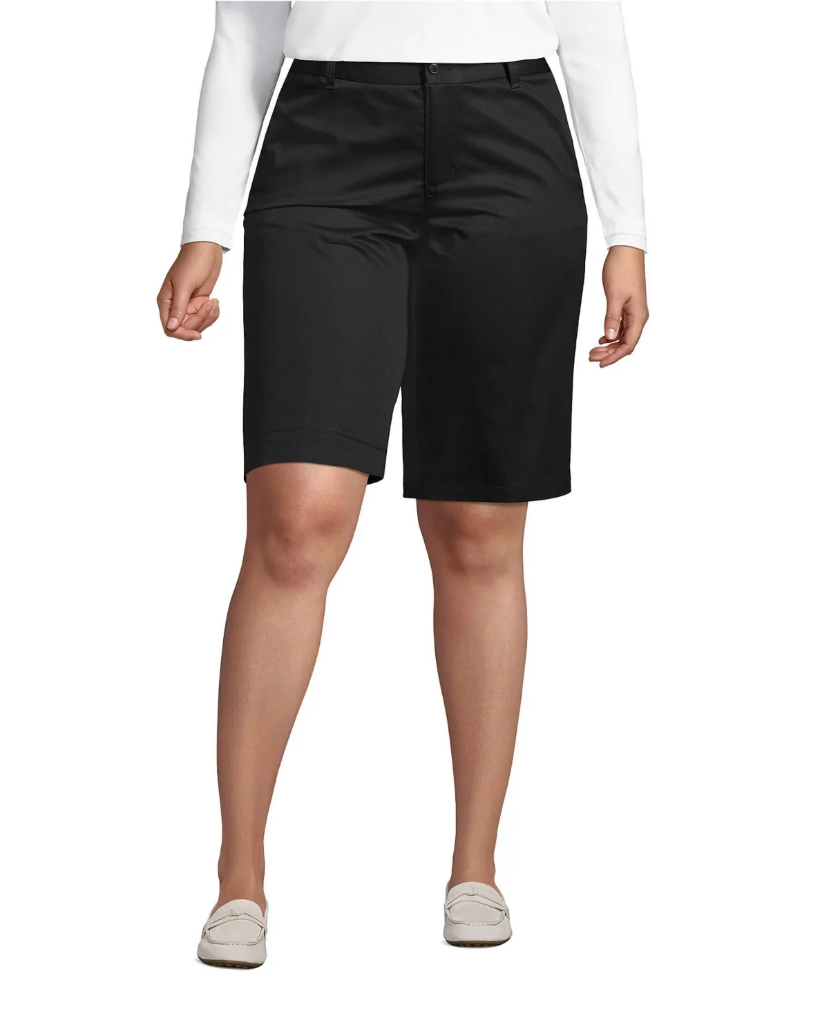 Plain Front Blend Chino Shorts by Lands' End